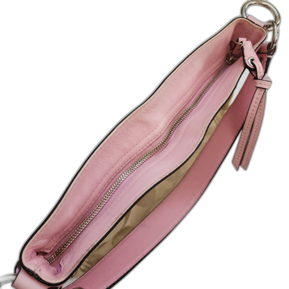 COACH Zoe Hobo Bag Khaki Pink Signature Canvas Leather Y2K - Picture 8 of 10